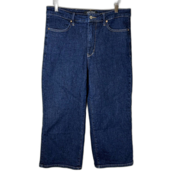 Judy Blue High Waist Dark Wash Tummy Control Wide Leg Crop Jeans Size 13/31 - Picture 4 of 14